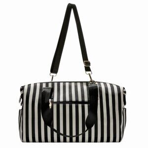 Alice + Oliva Black and White Striped Duffle Bag with Detachable Crossbody Strap